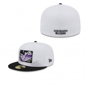 Men's Colorado Rockies White Black State 59FIFTY Fitted Hat