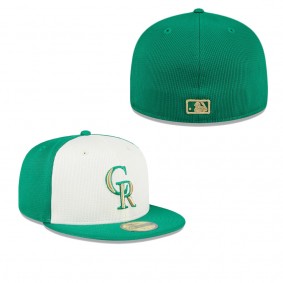 Men's Colorado Rockies White Green 2024 St. Patrick's Day 59FIFTY Fitted Hat