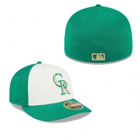 Men's Colorado Rockies White Green 2024 St. Patrick's Day Low Profile 59FIFTY Fitted Hat