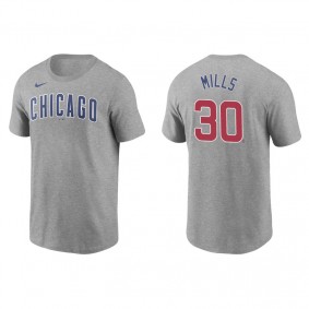 Men's Chicago Cubs Alec Mills Gray Name & Number Nike T-Shirt
