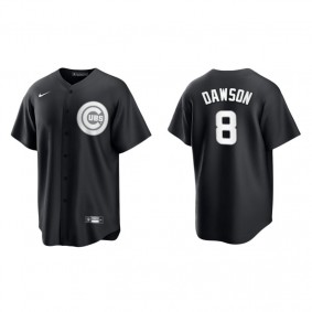 Men's Chicago Cubs Andre Dawson Black White Replica Official Jersey