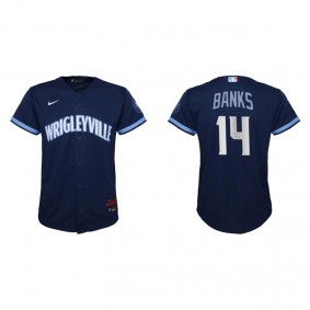 Youth Chicago Cubs Ernie Banks Navy 2021 City Connect Replica Jersey