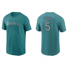 Mariners Curt Casali Aqua Name & Number T-Shirt