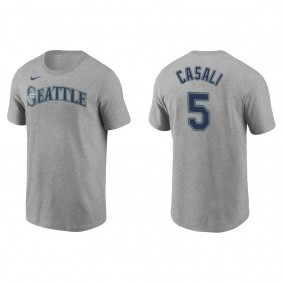 Mariners Curt Casali Gray Name & Number T-Shirt