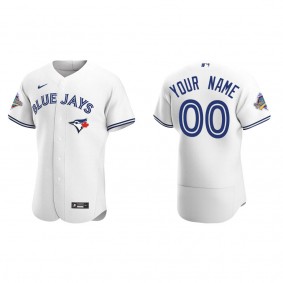 Custom Toronto Blue Jays White 1992 World Series Patch 30th Anniversary Authentic Jersey
