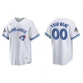 Custom Toronto Blue Jays White 1992 World Series Patch 30th Anniversary Cooperstown Collection Jersey