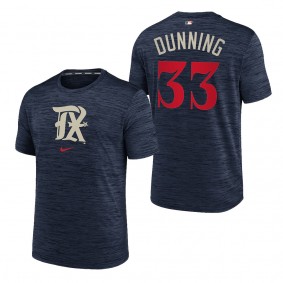 Dane Dunning Texas Rangers Navy 2023 City Connect Velocity Practice Performance T-Shirt