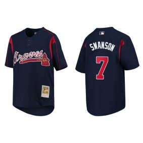 Dansby Swanson Atlanta Braves Navy Cooperstown Collection Mesh Batting Practice Jersey