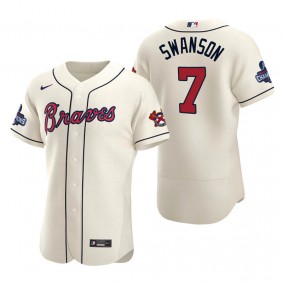 Dansby Swanson Atlanta Braves Cream Alternate 2021 World Series Champions Authentic Jersey