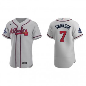 Dansby Swanson Atlanta Braves Gray Road 2021 World Series Champions Authentic Jersey