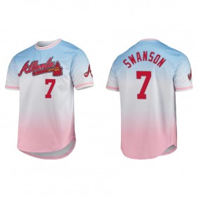 Dansby Swanson Atlanta Braves Pro Standard Ombre T-Shirt Blue Pink