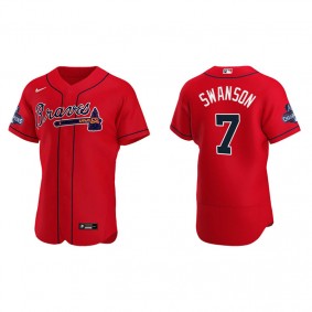 Dansby Swanson Atlanta Braves Red Alternate 2021 World Series Champions Authentic Jersey