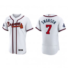 Dansby Swanson Atlanta Braves White 2021 World Series Champions Authentic Jersey