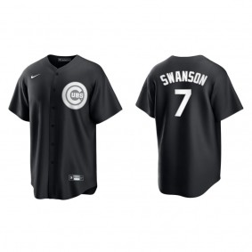 Dansby Swanson Chicago Cubs Nike Black White Replica Jersey