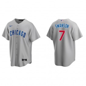 Dansby Swanson Men's Chicago Cubs Nike Gray Road Replica Jersey