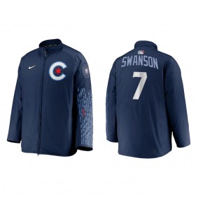 Dansby Swanson Chicago Cubs Nike Navy City Connect Dugout Full-Zip Jacket