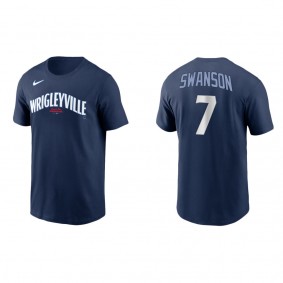 Dansby Swanson Chicago Cubs Nike Navy City Connect Name & Number T-Shirt