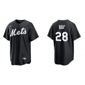 Mets Darin Ruf Black White Replica Official Jersey