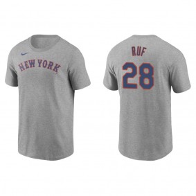 Mets Darin Ruf Gray Name & Number T-Shirt