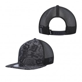 Men's Detroit Tigers Black Repeat A-Frame 9FIFTY Trucker Snapback Hat