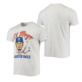 Men's Detroit Tigers Javier Baez Homage Heathered Gray Caricature Tri-Blend T-Shirt