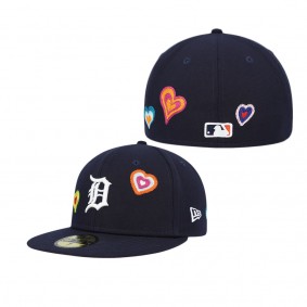 Men's Detroit Tigers Navy Chain Stitch Heart 59FIFTY Fitted Hat