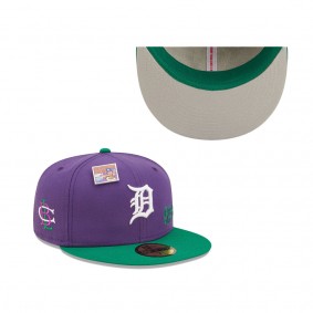 Men's Detroit Tigers New Era Purple Green MLB x Big League Chew Ground Ball Grape Flavor Pack 59FIFTY Fitted Hat