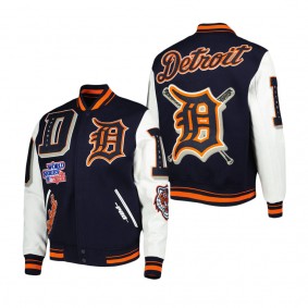 Men's Detroit Tigers Pro Standard Navy Mash Up Logo Varsity Full-Zip Jacket