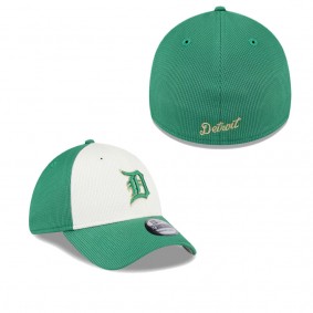 Men's Detroit Tigers White Green 2024 St. Patrick's Day 39THIRTY Flex Fit Hat