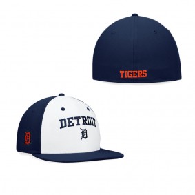 Men's Detroit Tigers White Navy Iconic Color Blocked Fitted Hat