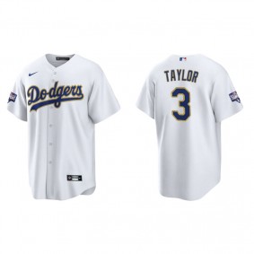 Men's Los Angeles Dodgers Chris Taylor White Gold 2021 City Connect Replica Jersey