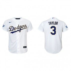 Youth Los Angeles Dodgers Chris Taylor White Gold 2021 City Connect Replica Jersey