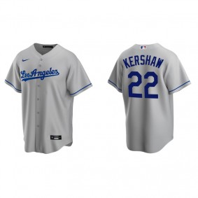 Men's Los Angeles Dodgers Clayton Kershaw Gray Replica Road Jersey
