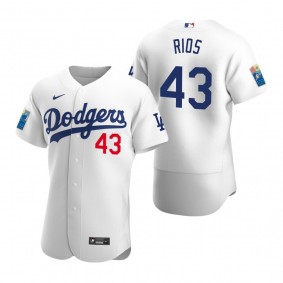 Los Angeles Dodgers Edwin Rios Authentic White Dodger Stadium 60th Anniversary Jersey