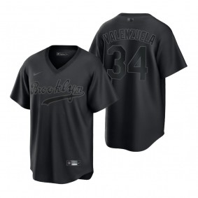 Brooklyn Dodgers Fernando Valenzuela Fashion Replica Black Pitch Black Jersey