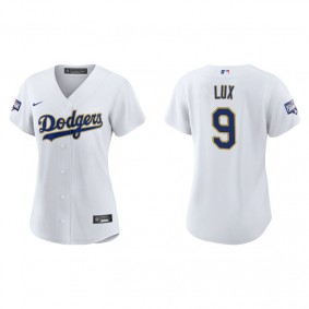 Women's Los Angeles Dodgers Gavin Lux White Gold 2021 City Connect Replica Jersey