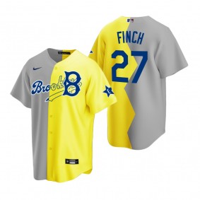 Brooklyn Dodgers Jennie Finch Gray Yellow 2022 Celebrity Softball Game Split Jersey