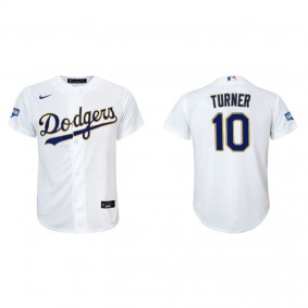 Youth Los Angeles Dodgers Justin Turner White Gold 2021 City Connect Replica Jersey