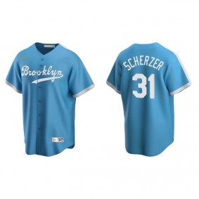 Men's Los Angeles Dodgers Max Scherzer Light Blue Cooperstown Collection Alternate Jersey