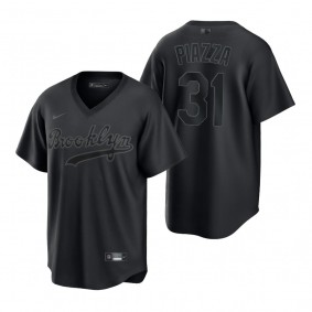 Brooklyn Dodgers Mike Piazza Black Pitch Black Fashion Replica Jersey