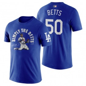 Dodgers Mookie Betts Royal Caricature T-Shirt