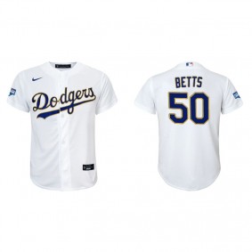 Youth Los Angeles Dodgers Mookie Betts White Gold 2021 City Connect Replica Jersey