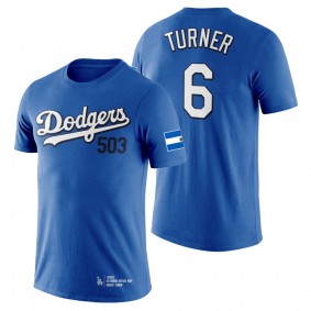 Dodgers Trea Turner Royal Salvadoran Heritage Night T-Shirt