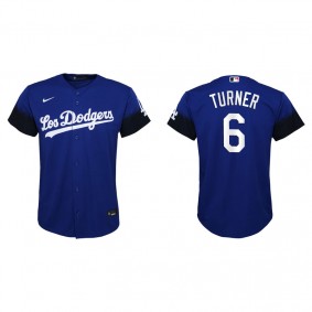 Youth Los Angeles Dodgers Trea Turner Royal 2021 City Connect Replica Jersey