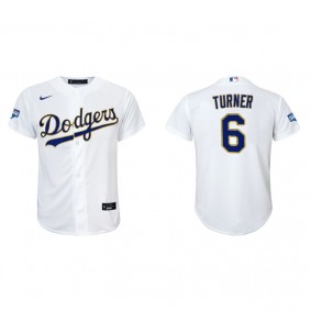 Youth Los Angeles Dodgers Trea Turner White Gold 2021 City Connect Replica Jersey