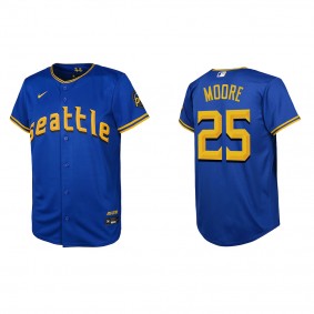 Dylan Moore Youth Seattle Mariners Royal 2023 City Connect Replica Jersey