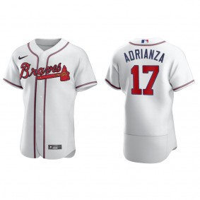Braves Ehire Adrianza White Authentic Home Jersey