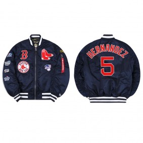 Men's Boston Red Sox Enrique Hernandez Navy Alpha Industries Jacket