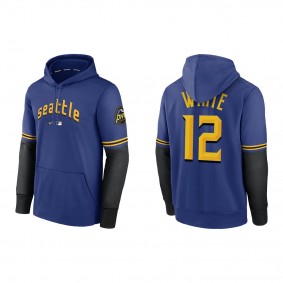 Evan White Seattle Mariners Royal 2023 City Connect Pregame Performance Pullover Hoodie