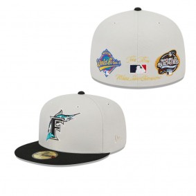 Men's Florida Marlins Gray Black Cooperstown Collection World Class Back Patch 59FIFTY Fitted Hat
